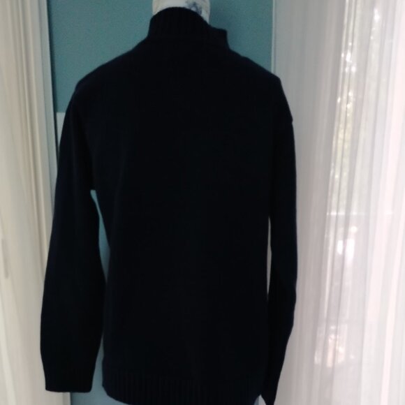 Ralph Lauren Navy Quarter Zip Cotton Sweater with Gold Crest - Picture 5 of 8